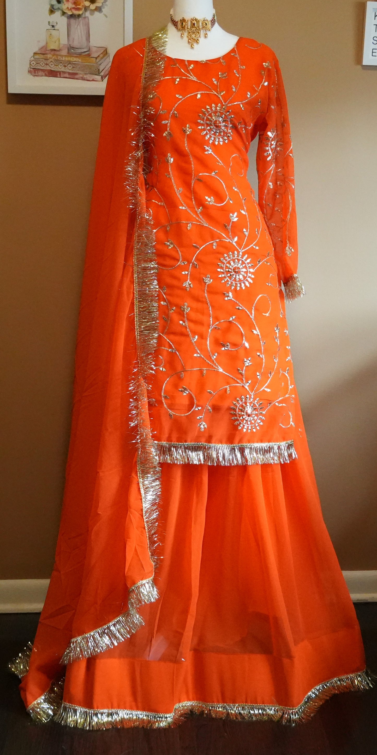 Long Lehenga Style Skirt Kurta Set