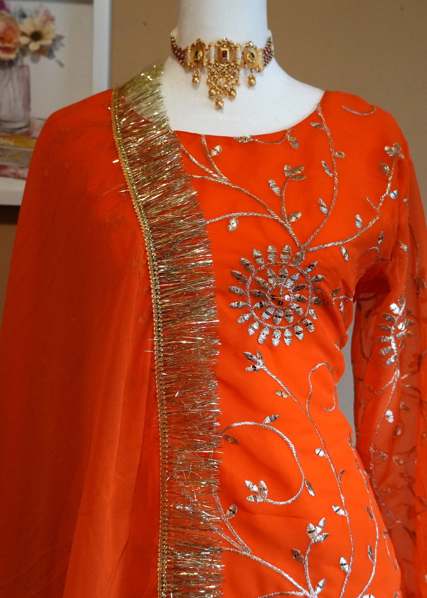 Long Lehenga Style Skirt Kurta Set