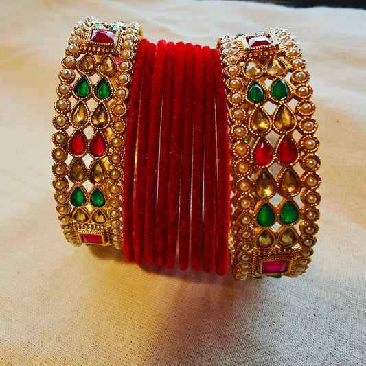 Rajwadi Bangles with Velvet Churi 2.6 size