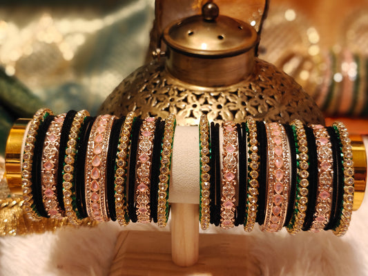 Maroon and Pink Bangles Chura Set Size 2.8