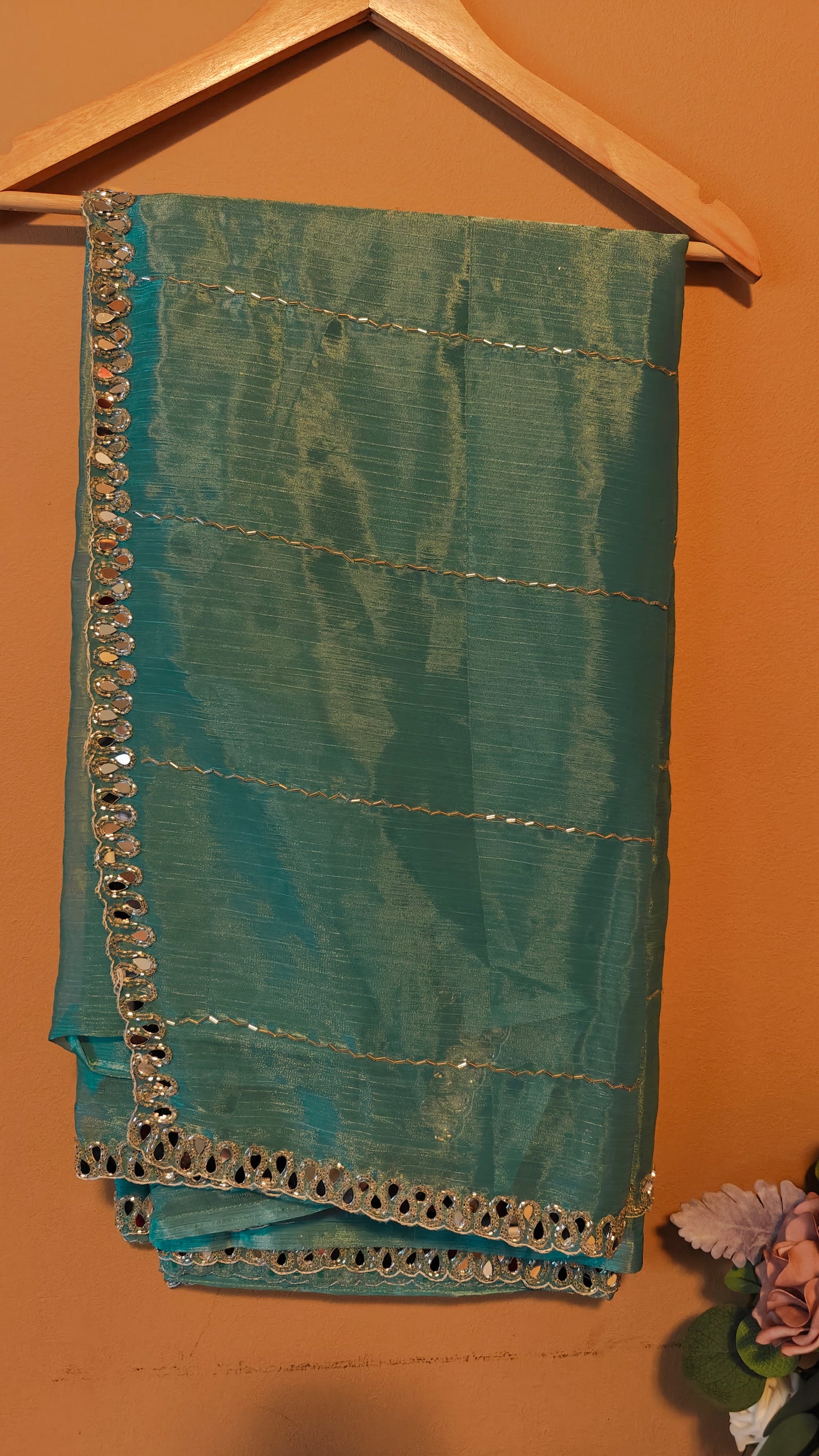 Sea Blue Party Wear Saree