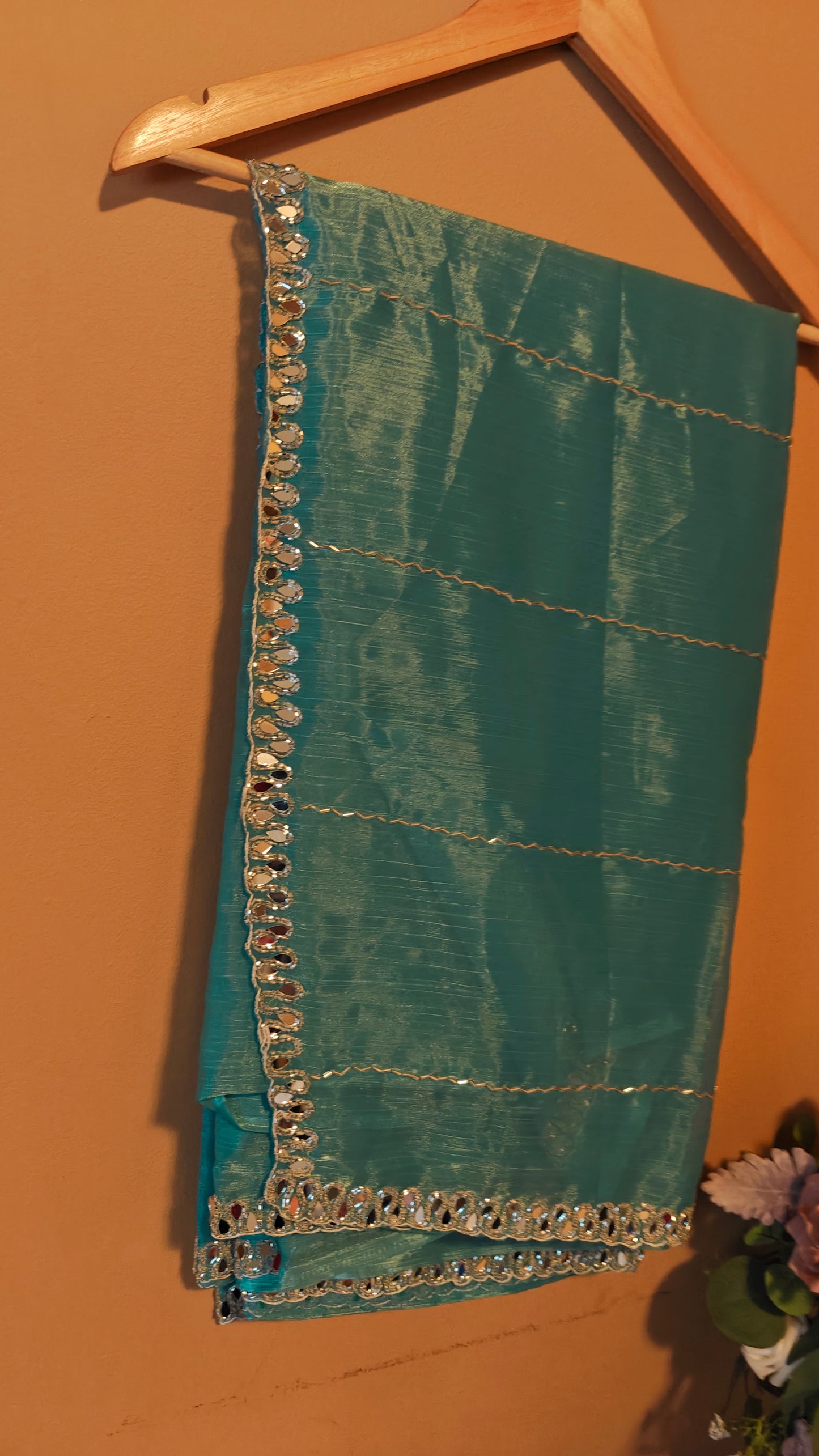 Sea Blue Party Wear Saree