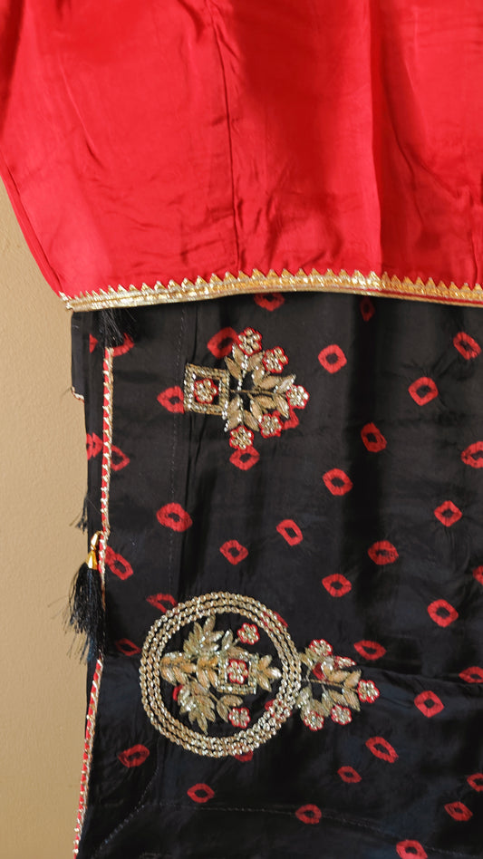 Black Georgette Silk zari and stone work Saree with Stitched Blouse