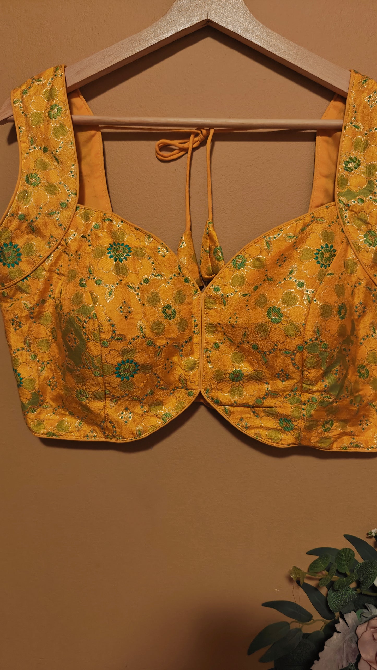 Yellow Floral Party Wear Blouse