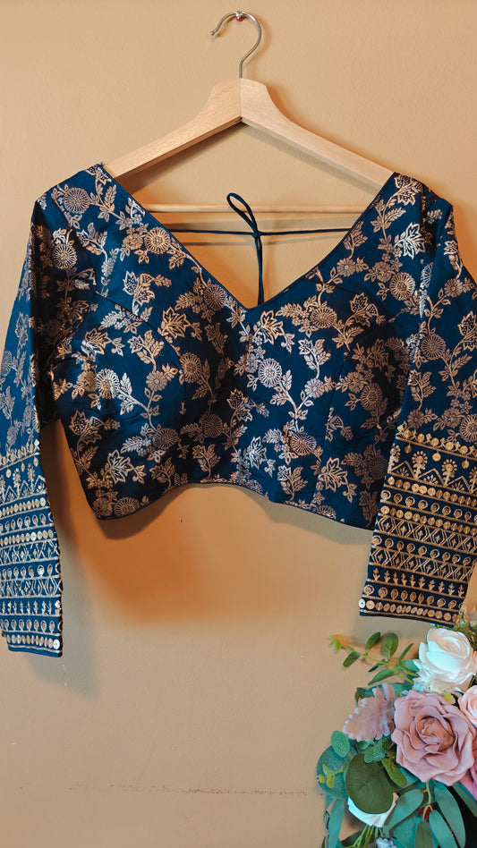 Navy Blue Dola Silk Blouse