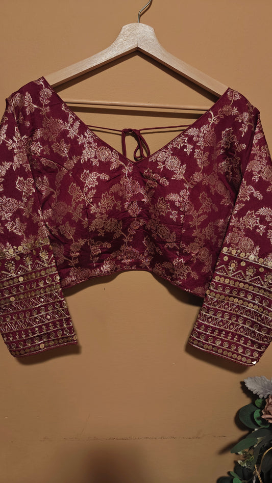 Maroon Dola Silk Blouse