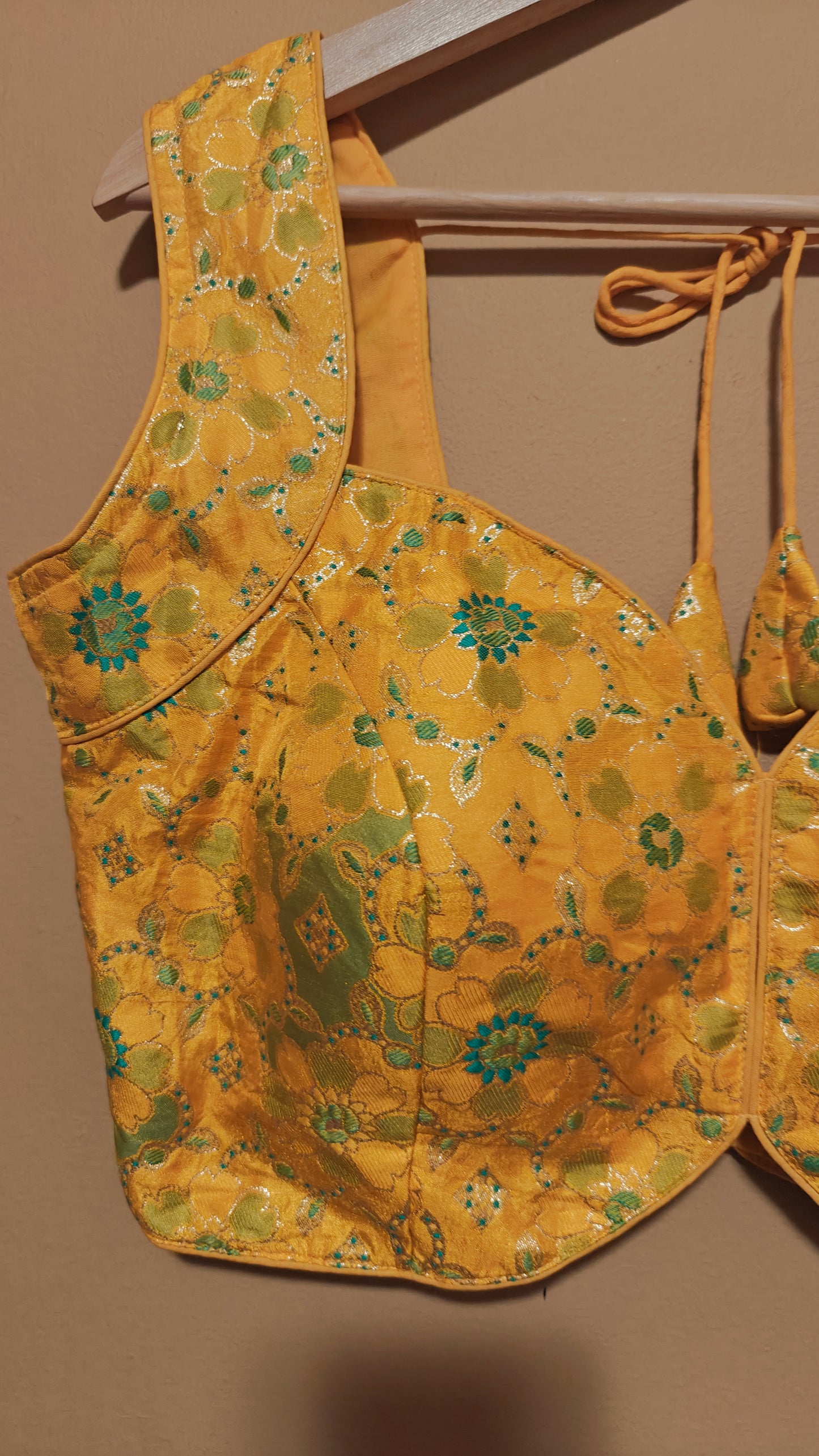 Yellow Floral Party Wear Blouse