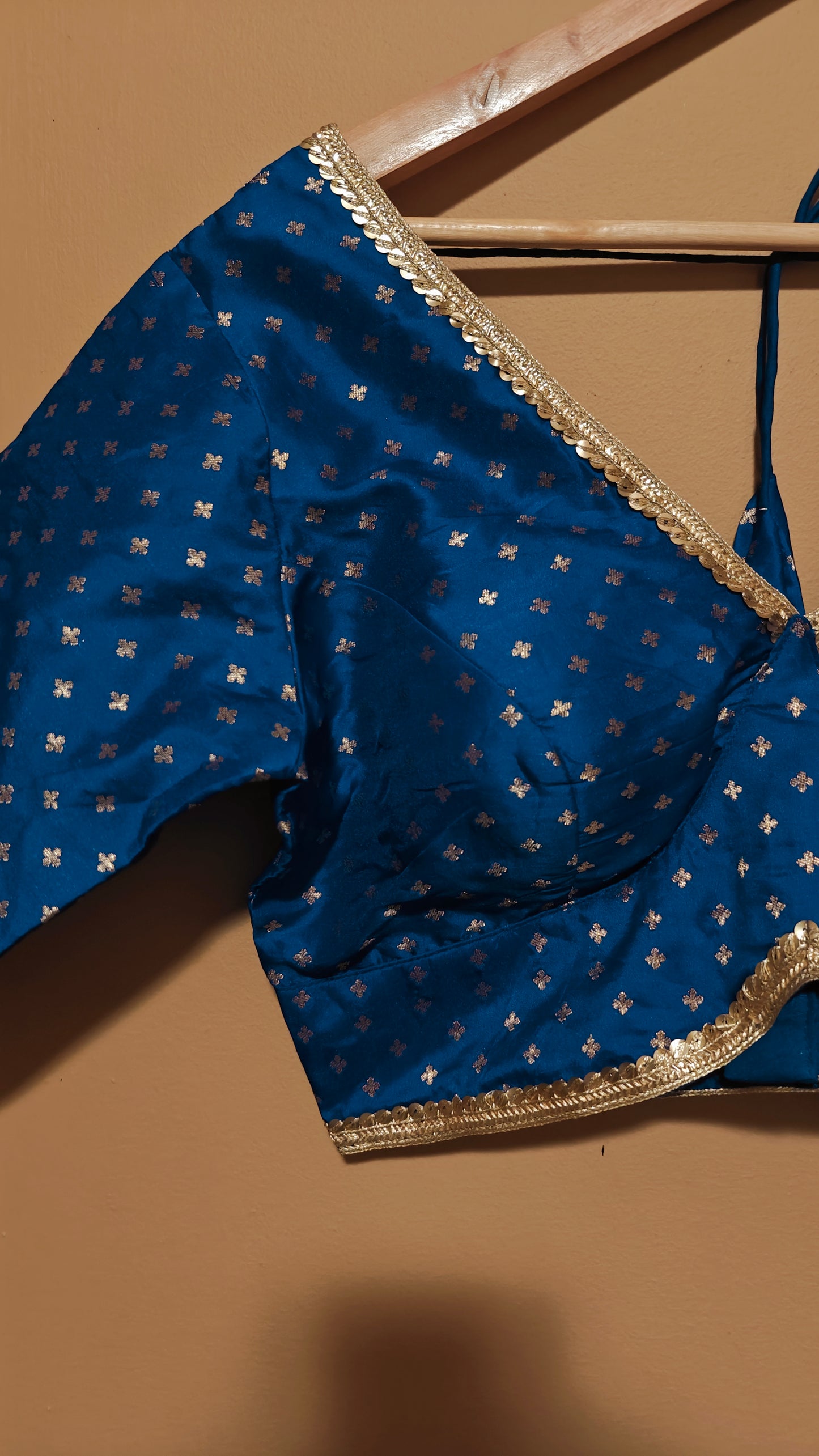 Blue Party Wear Banarasi Silk Blouse